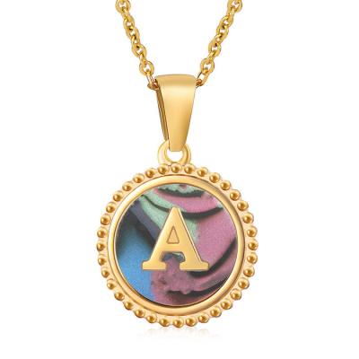 China Unique Jewelry 16MM 18K Gold Plated Stainless Steel 3D Shell Letter Necklace Women'S Letter Pendants for sale