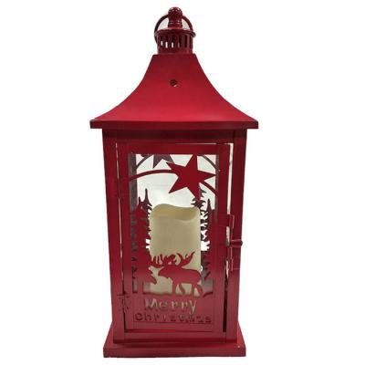 China Red Painted 16.10''inch Led Hurricane Lamps Outdoor Hurricane Lights for sale