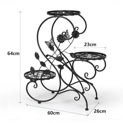 China Outdoor Rustproof 64*60*26cm Iron Plant Shelf / Metal Plant Display Stand for sale