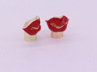China Rose Red Plated lips Shape Perfume Bottle Caps Anti corrosive for sale