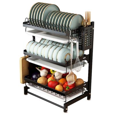 China 412*266*555mm 3 Tier Stainless Steel Dish Drainer / Metal Dish Drying Rack for sale