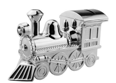 China Classical Silver Plating Zinc Alloy Train Coin Bank 145*55*85mm OEM for sale