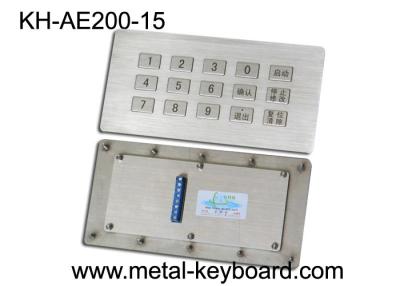 China Vandal proof kiosk Industrial Metal Keyboard , 15 Keys Stainless Steel Panel industrial keypad for sale