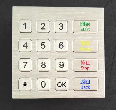 China Dust Proof Industrial 16 Keys Metal Keypad For Kiosk / Self Service Terminal for sale