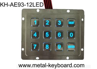 Chine 3 x 4 acier inoxydable principal de pavé numérique en métal de la disposition 12 illuminés pour le contrôle d'accès à vendre