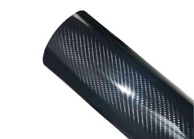 China Self Adhesive Carbon Fibre Car Wrap 4D Black 8mil Film Thickness for sale