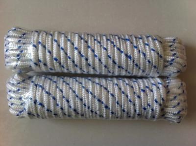 China White Blue Tracer Diamond Hollow Braid Polypropylene Rope for sale