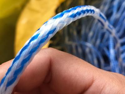 China Linha de mão para rede fundida de polietileno de trança oca branca azul misturada à venda