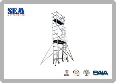 China Double Width Mobile Aluminum Scaffolding With 135cm * 200cm , Movable Tower for sale