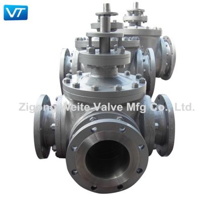 China API 598 Carbon Steel Flanged Ball Valve Four Way Bare Stem Ball Valve for sale