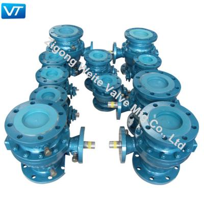Chine ODM PN40 d'OEM a bridé le robinet à tournant sphérique de WCB DN250 bleu avec deux sièges de valve à vendre