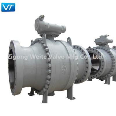 China 600LB Three Pieces Electric Ball Valve Trunnion Mounted 36 Inch Ball Valve WCB for sale