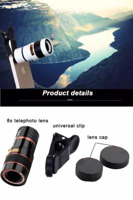 China Hot Selling For All Smart Phone Adjustable 8x Zoom Telephoto Lens Mobile Phone lens With Universal Clip for sale
