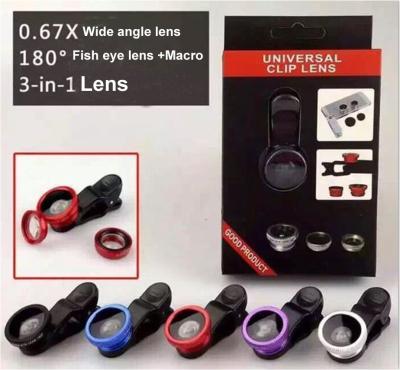 China Cheapest 3 in 1 mobile phone  lens including wide angle lens, fish eye lens and marco lens for sale