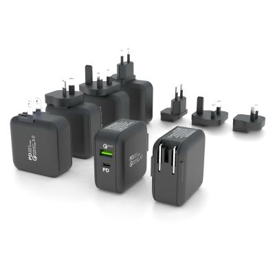 China 2019 New item (QC3.0+PD)Quick wall Charger/travel adapter for US/EU/UK socket for sale