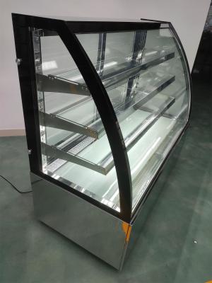 China Front Curved Cake Display Cabinet Cooler With Tempered Glass for sale