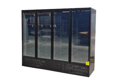 China R290 construyó en refrigeradores de cristal verticales de la exhibición de la puerta del refrigerador de cuatro puertas en venta