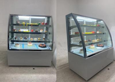 China R290 Auto Defrost Ventilated Cake Showcase 3 Shelves Curved Front With Glass Side for sale