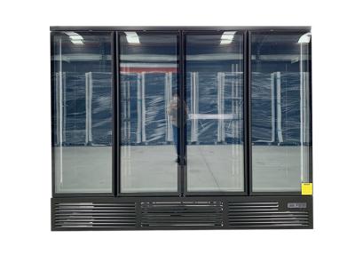 China Congelador de vidro comercial de quatro portas resistente de encaixe da exposição da porta R290 no preto da elegância à venda