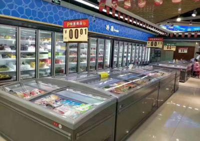 China Wall - Sited Supermarket Island Freezer 2.5M Long With High Visibility Glass Door for sale
