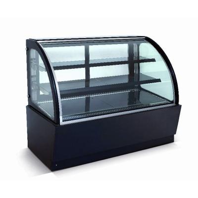 China Curved Glass Refrigerated Display Case Cabinet For Cakes And Bakeries for sale