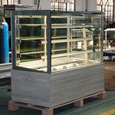 China Quadrat gekühlter Bäckerei-Einkommen-vorderer Glasschaukasten für kaltes Feinkostgeschäft zu verkaufen