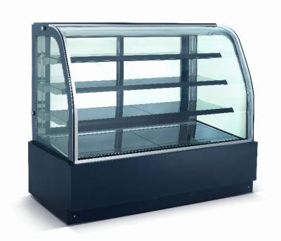 China Curved Glass Refrigerated Bakery Display Case , Bakery Refrigerator Showcase for sale