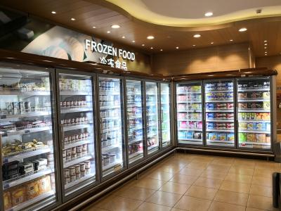 China Efficient Upright Glass Door Freezer Supermarket Display Freezer CE Certification for sale