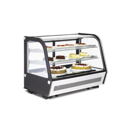 China Mini Countertop Refrigerated Bakery Display Case Curved Glass Digital Thermostat for sale