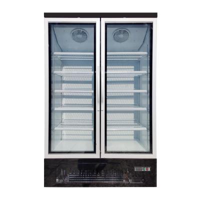China Double Swing Stand Up Glass Door Freezer R290 Refrigerant Ventilated Cooling System for sale