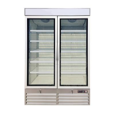 China Free Standing 2 Door Glass Display Freezer Fridge With Fan Cooling System for sale