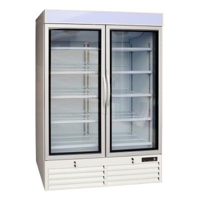China Double Glass Door Commercial Refrigerator , Drink Display Cooler With LED Light Box for sale