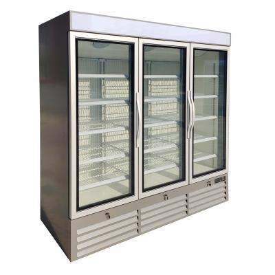 China White / Black 3 Glass Door Commercial Refrigerator Freezer With Large Display Volume for sale