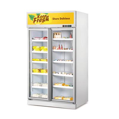 China Double Upright Glass Door Fridge Commercial Refrigerator Swing Glass Doors for sale