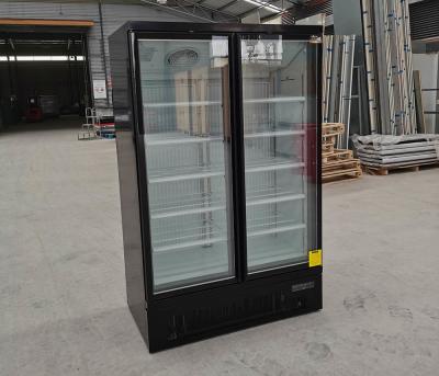 China 810L Upright Glass Door Vertical Display Showcase Freezer Air Cooling for sale