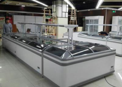 China Sliding Curved Glass Door Supermarket Island Freezer Commercial 1050L for sale