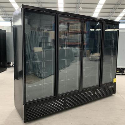 China R290 tapan en color negro del refrigerador de cristal vertical de la puerta de la refrigeración por aire en venta