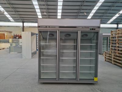 China Refrigerant R290 R404a 3 Door Upright Commercial Freezer Auto Defrosting for sale