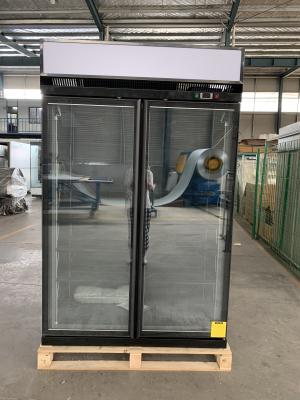 China R404a Upright Double Glass Door Cooler With Frost Free Low E Glass for sale
