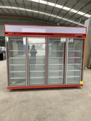 China Red Four Glass Door R290 Drink Display Chiller With SECOP Compressor for sale