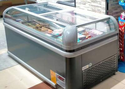 China Frozen Food R290 Deep Island Freezer Static Cooling With Top Glass Sliding Door for sale