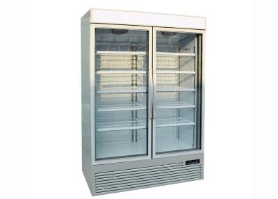China Swing 2 Glass Door Commercial Upright Freezer Frost Free Plug In SECOP for sale
