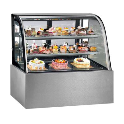 China Curved Glass Cake Fridge Showcase Easy Thorough Cleaning for sale