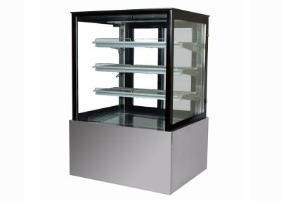 China Flat Glass Mirror Staineless Steel Refrigerated Bakery Display Case 600Liter for sale