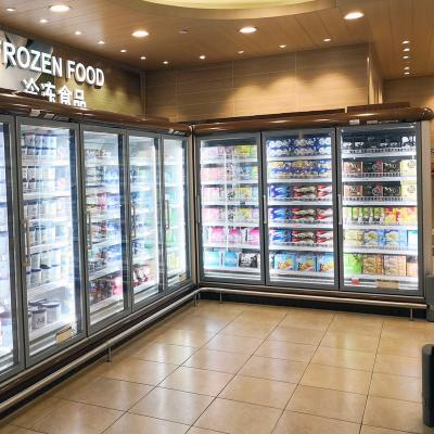 China Refrigerador vertical de la exhibición del supermercado con dos puertas en venta
