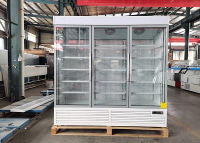 China White Three Swing Glass Door Merchandiser Refrigerator With LED Lighting for sale