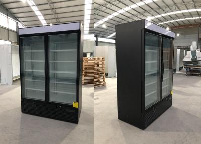 China Dois comerciais refrigerador de vidro da exposição da porta com o dossel em RAL9011 Matt Black à venda