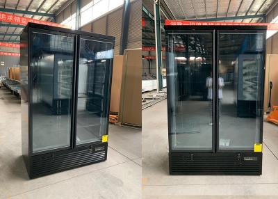 Китай Чернота холодильника Merchandiser двойной стеклянной двери вертикальная продается