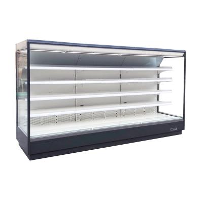 China Commercial Supermarket Refrigerated Showcase with Brilliant LED Lights for Each Shelf & Top for Fruits and Vegetables for sale