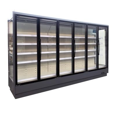China Commercial Display Cooler Multideck With Transparent Glass Endpanels for sale